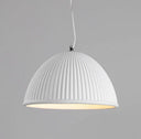 Minimalist Ribbed Pendant Light For Dining Room - Resin Hanging Lighting Fixture White / 12.5