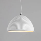 Minimalist Ribbed Pendant Light For Dining Room - Resin Hanging Lighting Fixture White / 12.5