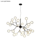 Minimalist Round Black Glass Chandelier Led Pendant Light For Dining Room