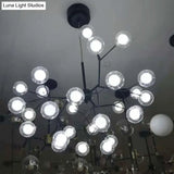 Minimalist Round Black Glass Chandelier Led Pendant Light For Dining Room