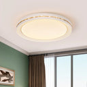 Minimalist Round Led Acrylic Ceiling Light Fixture - White Flush Mount Lighting For Parlor