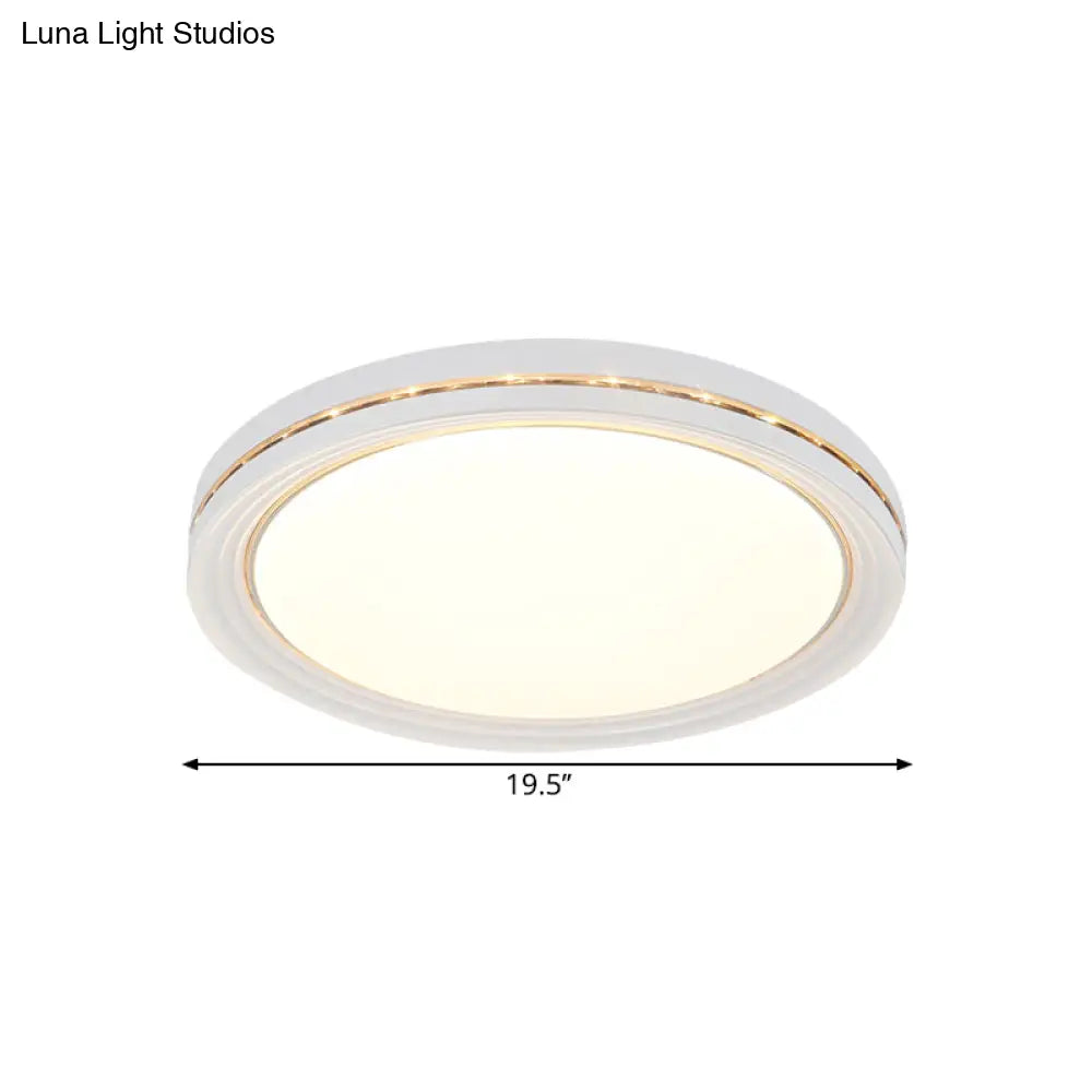 Minimalist Round Led Acrylic Ceiling Light Fixture - White Flush Mount Lighting For Parlor