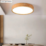 Minimalist Round Wood Ceiling Lamp Kit - 12’/16’/19.5’ Dia Led Beige Flush Mount Light In Warm/White