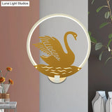 Minimalist Rounded Swan Mural Led Wall Light In Black/White Warm/White