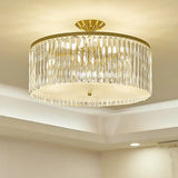 Minimalist Semi Flush Mount Ceiling Light With Clear Crystal Drum Shade - Bedroom Close To / 21.5’