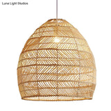 Minimalist Single-Bulb Hanging Lamp With Rattan Shade | Restaurant Ceiling Light