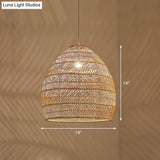 Minimalist Single-Bulb Hanging Lamp With Rattan Shade | Restaurant Ceiling Light