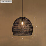 Minimalist Single-Bulb Hanging Lamp With Rattan Shade | Restaurant Ceiling Light