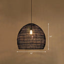 Minimalist Single-Bulb Hanging Lamp With Rattan Shade | Restaurant Ceiling Light Black / 14