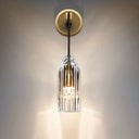 Minimalist Single Light Brass Wall Mounted Sconce Lamp With Clear Crystal Facets