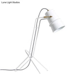 Minimalist Single White Desk Lamp: Sleek Cup Shape Metallic Finish Frame Base For Bedroom