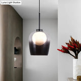 Minimalist Smoke Gray Glass Dome Pendant Led Suspension Lamp - Bedroom Lighting Fixture