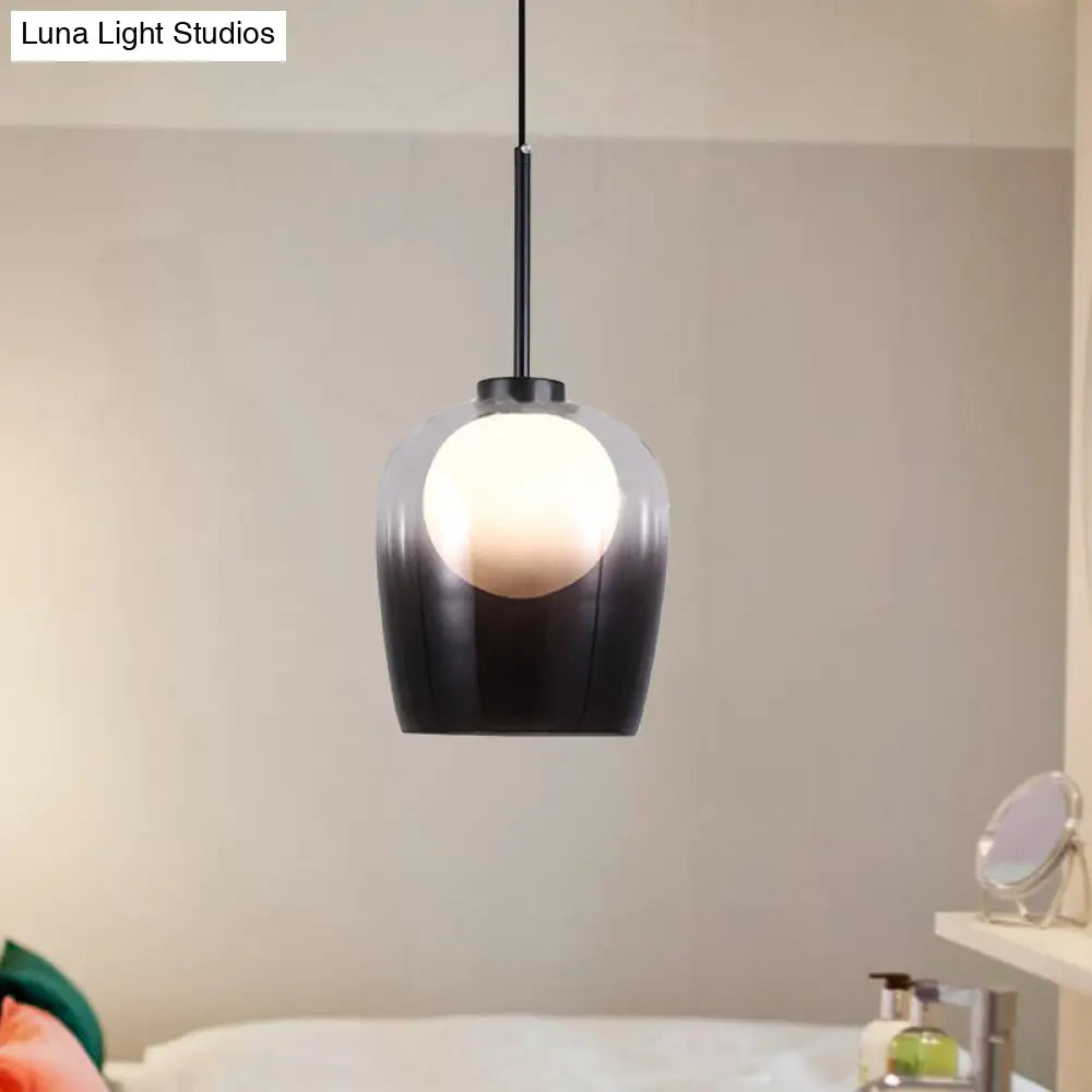 Minimalist Smoke Gray Glass Dome Pendant Led Suspension Lamp - Bedroom Lighting Fixture