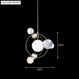 Minimalist Solar Planet Chandelier - Blue-White Glass 7 Heads Living Room Pendant Light
