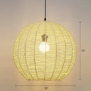 Minimalist Sphere Shaped Rattan Pendant Ceiling Light For Restaurants Yellow / 16’