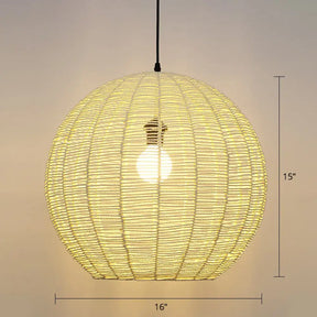 Minimalist Sphere Shaped Rattan Pendant Ceiling Light For Restaurants Yellow / 16’