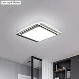 Minimalist Square Acrylic Led Ceiling Flush Mount Light Fixture In Black/White - Warm/White/3 Color