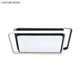 Minimalist Square Acrylic Led Ceiling Flush Mount Light Fixture In Black/White - Warm/White/3 Color