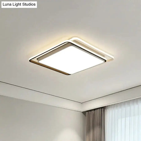Minimalist Square Acrylic Led Ceiling Flush Mount Light Fixture In Black/White - Warm/White/3 Color