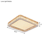 Minimalist Square Flush Mount With Clear And Gold Crystal Encrusted Leds In White