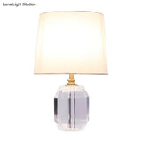 Minimalist Tapered Crystal Night Table Lamp White 18/21 Long