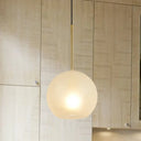 Minimalist Textured White Glass Sphere Hanging Lamp Kit - 8’’/12’’ Wide Brass Pendant Light Textured White / 8’’