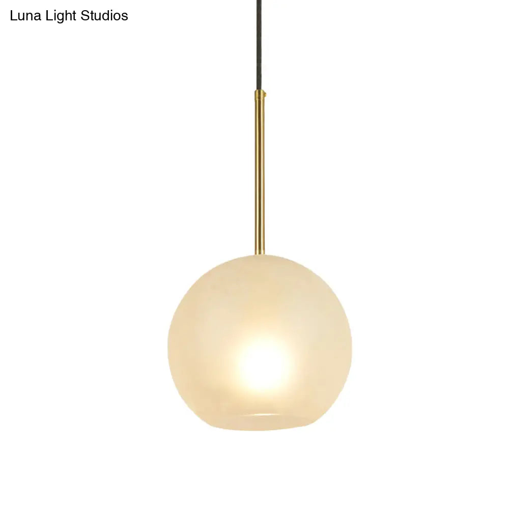 Minimalist Textured White Glass Sphere Hanging Lamp Kit - 8’’/12’’ Wide Brass Pendant Light