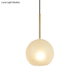 Minimalist Textured White Glass Sphere Hanging Lamp Kit - 8’’/12’’ Wide Brass Pendant Light
