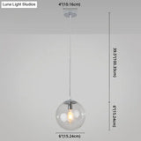 Minimalist Transparent Glass Ball Pendant Light With 39’ Hanging Wire