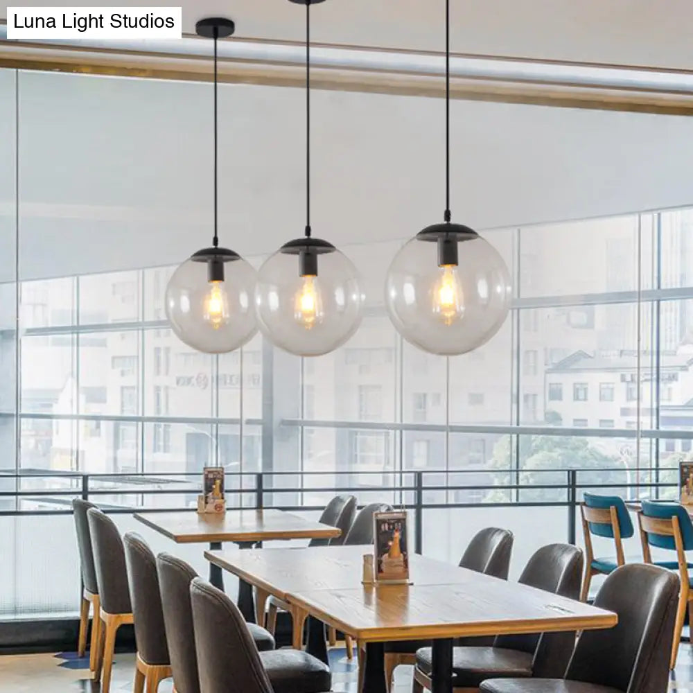Minimalist Transparent Glass Ball Pendant Light With 39’ Hanging Wire