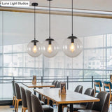 Minimalist Transparent Glass Ball Pendant Light With 39’ Hanging Wire