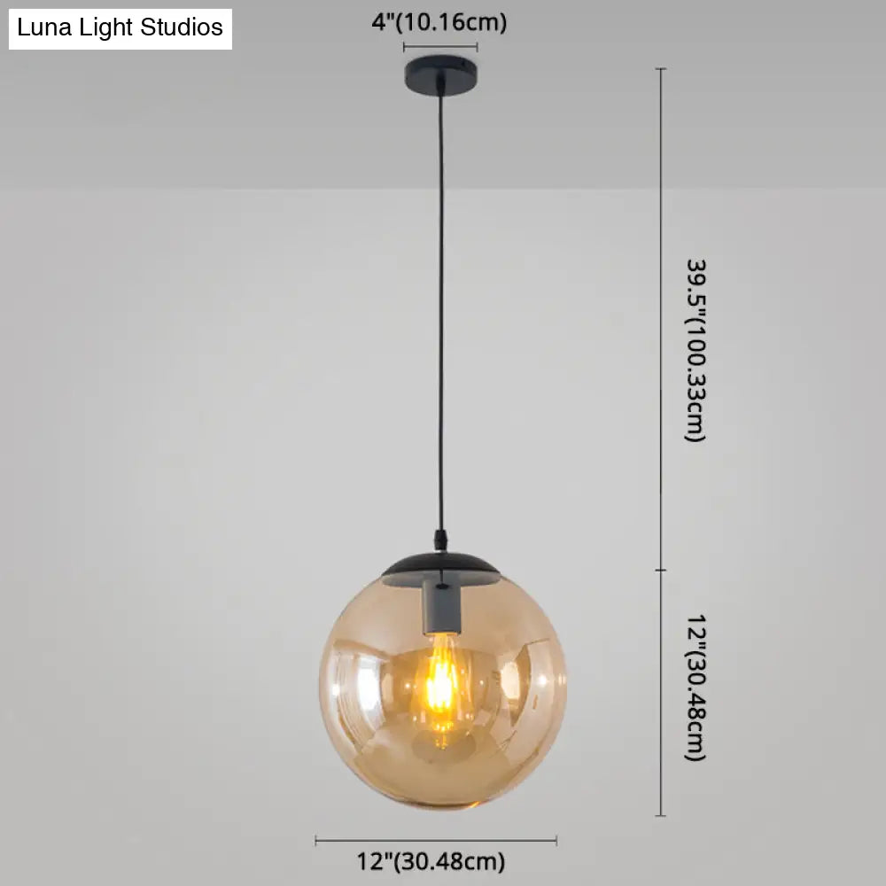 Minimalist Transparent Glass Ball Pendant Light With 39’ Hanging Wire