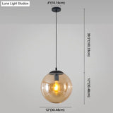 Minimalist Transparent Glass Ball Pendant Light With 39’ Hanging Wire