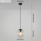 Minimalist Transparent Glass Ball Pendant Light With 39’ Hanging Wire