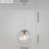 Minimalist Transparent Glass Ball Pendant Light With 39’ Hanging Wire