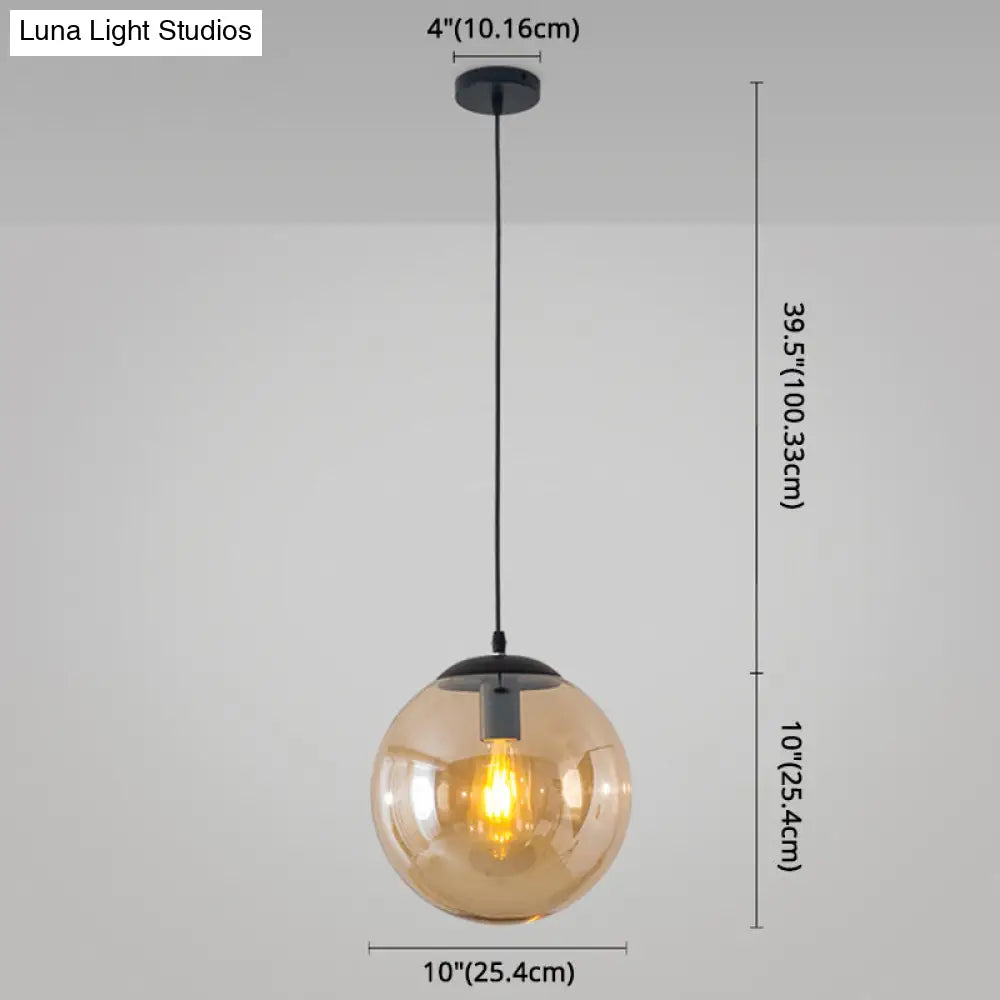 Minimalist Transparent Glass Ball Pendant Light With 39’ Hanging Wire