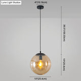 Minimalist Transparent Glass Ball Pendant Light With 39’ Hanging Wire