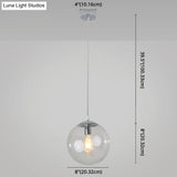 Minimalist Transparent Glass Ball Pendant Light With 39’ Hanging Wire