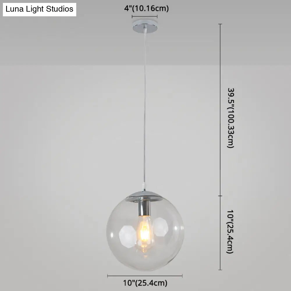 Minimalist Transparent Glass Ball Pendant Light With 39’ Hanging Wire