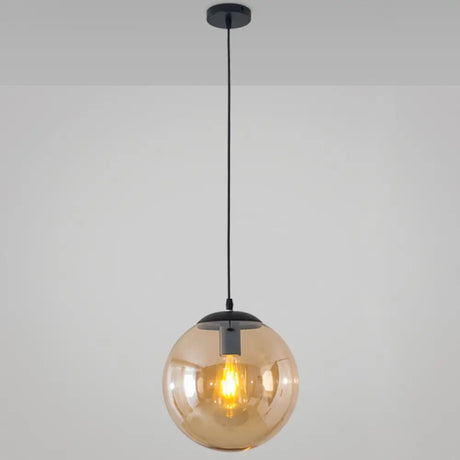 Minimalist Transparent Glass Ball Pendant Light With 39’ Hanging Wire Amber / 10’