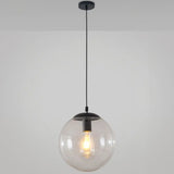 Minimalist Transparent Glass Ball Pendant Light With 39’ Hanging Wire Black / 12’