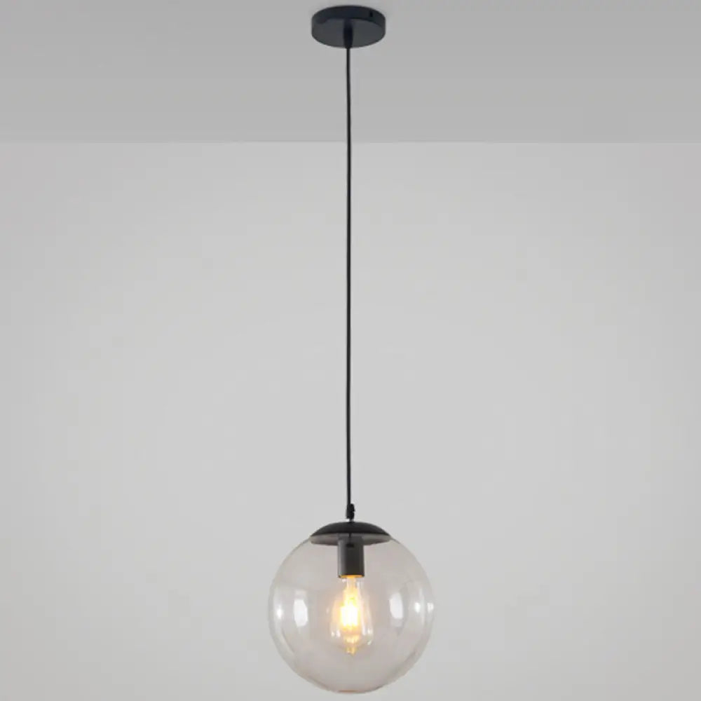 Minimalist Transparent Glass Ball Pendant Light With 39’ Hanging Wire Black / 6’