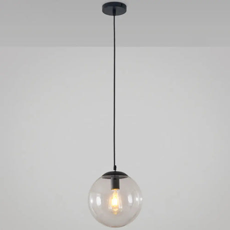 Minimalist Transparent Glass Ball Pendant Light With 39’ Hanging Wire Black / 6’