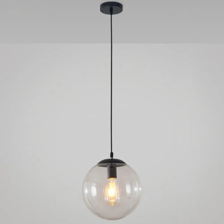 Minimalist Transparent Glass Ball Pendant Light With 39’ Hanging Wire Black / 8’