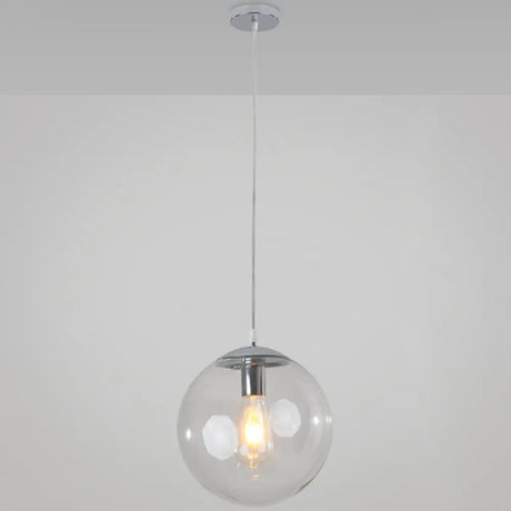 Minimalist Transparent Glass Ball Pendant Light With 39’ Hanging Wire Silver / 10’
