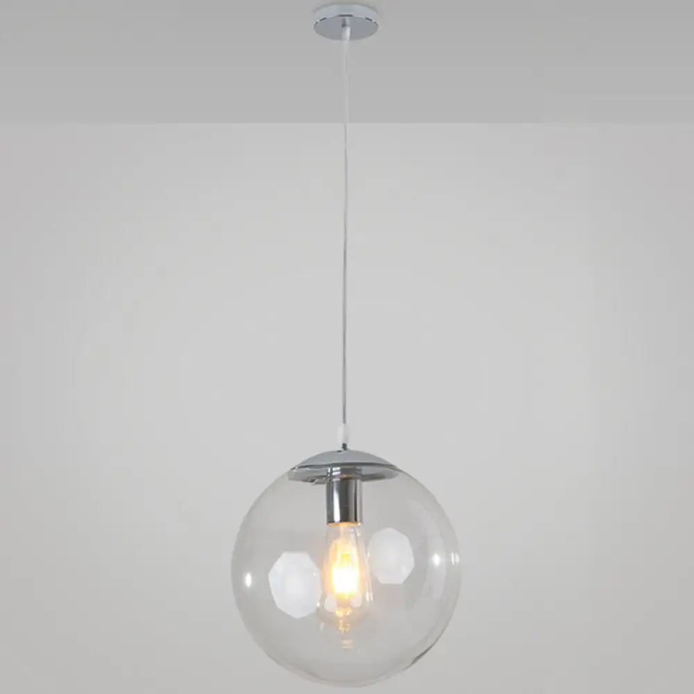 Minimalist Transparent Glass Ball Pendant Light With 39’ Hanging Wire Silver / 12’