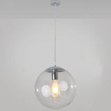 Minimalist Transparent Glass Ball Pendant Light With 39’ Hanging Wire Silver / 16’