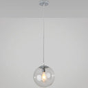Minimalist Transparent Glass Ball Pendant Light With 39’ Hanging Wire Silver / 6’