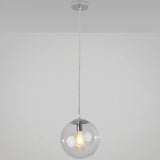 Minimalist Transparent Glass Ball Pendant Light With 39’ Hanging Wire Silver / 6’