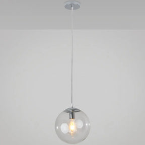 Minimalist Transparent Glass Ball Pendant Light With 39’ Hanging Wire Silver / 6’